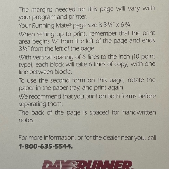 Day Runner Running Mate Edition 28 Unused Telephone / Address & 12 Lined Pages - Picture 9 of 10